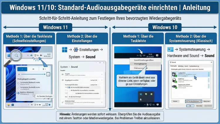 Windows 11/10: Standard-Audioausgabegeräte einrichten | Anleitung