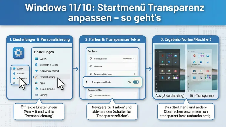 Windows 11/10: Startmenü-Transparenz anpassen – so geht’s