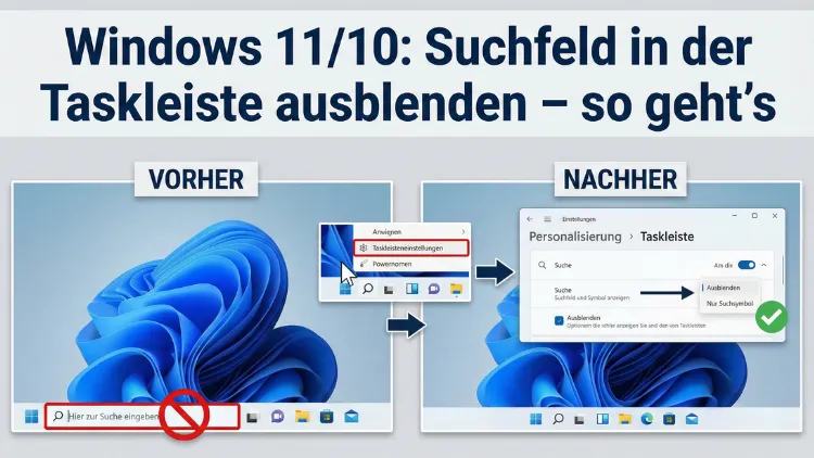 Windows 11/10: Suchfeld in der Taskleiste ausblenden – so geht’s