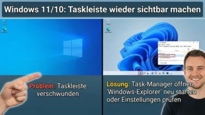 Windows 11/10: Taskleiste wieder sichtbar machen – so geht’s