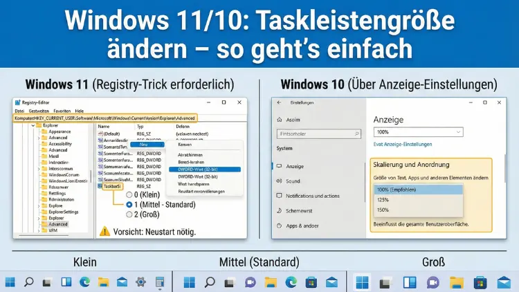 Windows 11/10: Taskleistengröße ändern – so geht’s einfach