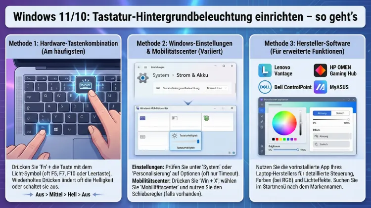 Windows 11/10: Tastatur-Hintergrundbeleuchtung einrichten – so geht’s