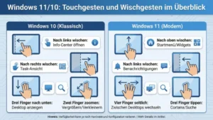 Windows 11/10: Touchgesten und Wischgesten im Überblick