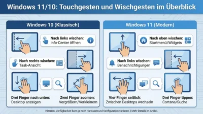 Windows 11/10: Touchgesten und Wischgesten im Überblick