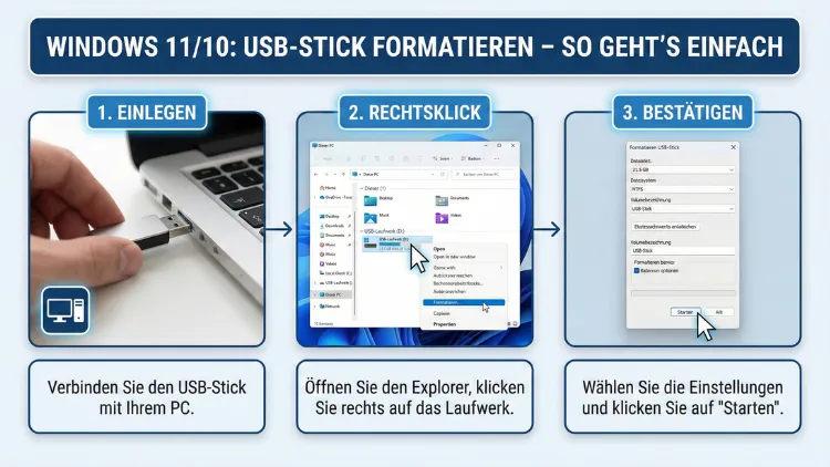 Windows 11/10: USB-Stick formatieren – so geht’s einfach