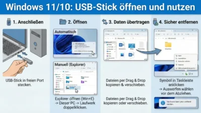 Windows 11/10: USB-Stick öffnen und nutzen – so geht’s