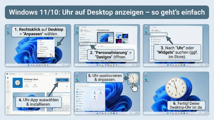 Windows 11/10: Uhr auf Desktop anzeigen – so geht’s einfach