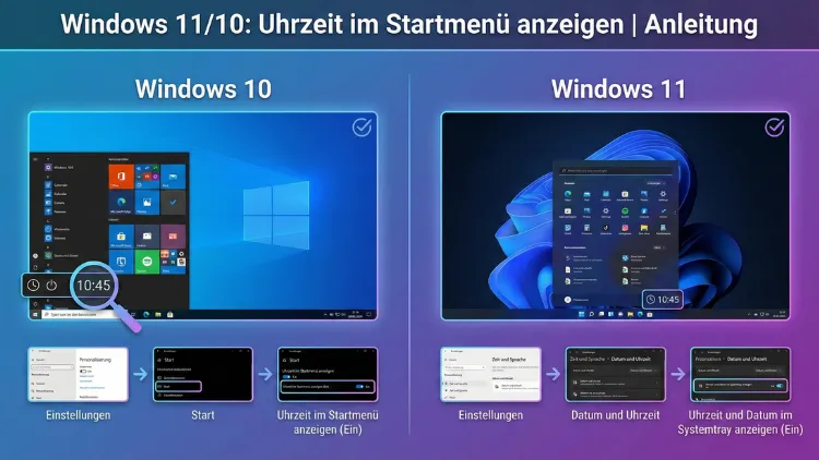 Windows 11/10: Uhrzeit im Startmenü anzeigen | Anleitung