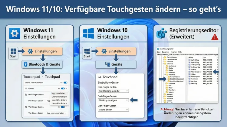 Windows 11/10: Verfügbare Touchgesten ändern – so geht’s