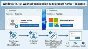 Windows 11/10: Wechsel vom lokalen zu Microsoft-Konto – so geht’s