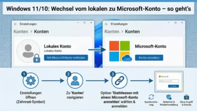 Windows 11/10: Wechsel vom lokalen zu Microsoft-Konto – so geht’s