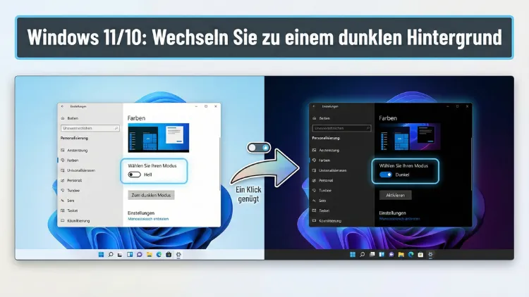 Windows 11/10: Wechseln Sie zu einem dunklen Hintergrund – so geht’s