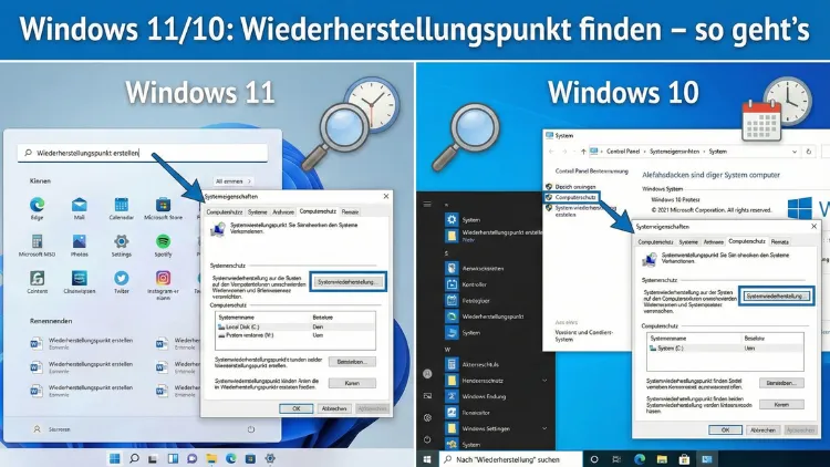 Windows 11/10: Wiederherstellungspunkt finden – so geht’s