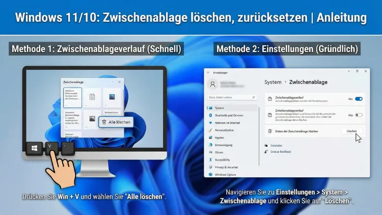 Windows 11/10: Zwischenablage löschen, zurücksetzen | Anleitung