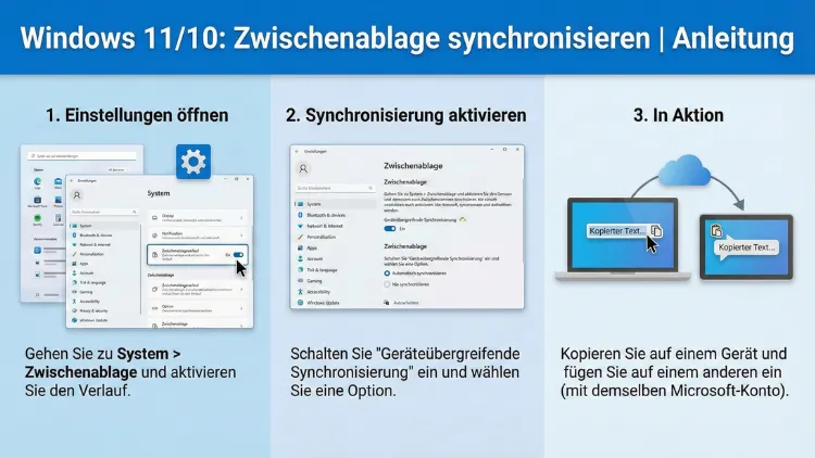 Windows 11/10: Zwischenablage synchronisieren | Anleitung