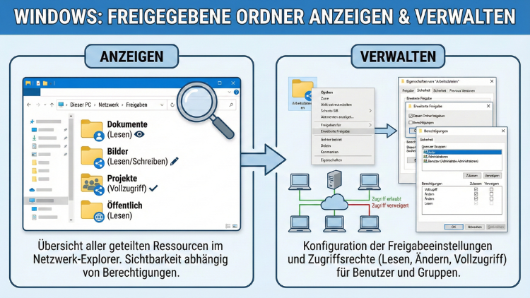Windows: Freigegebene Ordner anzeigen, verwalten – so geht’s