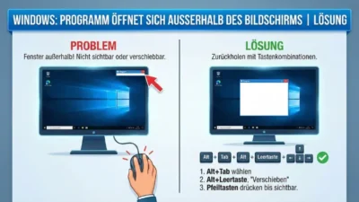 Windows: Programm öffnet sich außerhalb des Bildschirms | Lösung