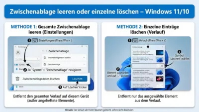 Zwischenablage leeren oder einzelne löschen – Windows 11/10