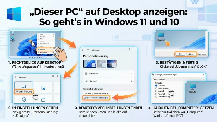 Windows 11/10: „Dieser PC“ auf Desktop anzeigen – So geht’s