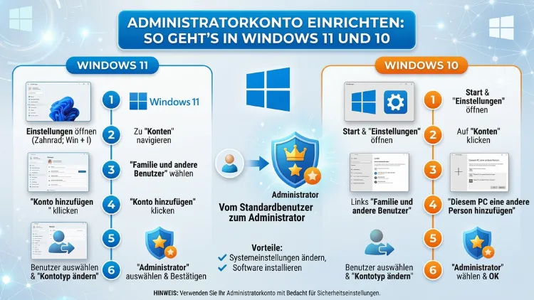 Administratorkonto einrichten: So geht’s in Windows 11 und 10