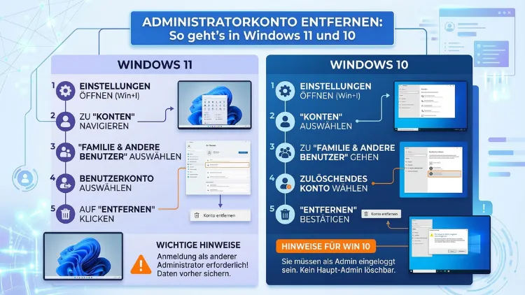 Administratorkonto entfernen: So geht’s in Windows 11 und 10