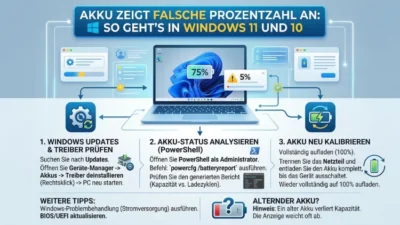 Akku zeigt falsche Prozentzahl an: So geht’s in Windows 11 und 10