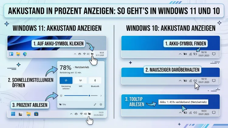 Akkustand in Prozent anzeigen: So geht’s in Windows 11 und 10