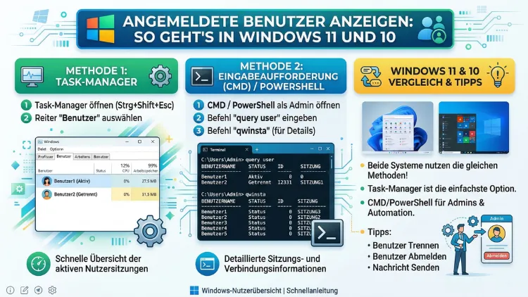 Angemeldete Benutzer anzeigen: So geht’s in Windows 11 und 10