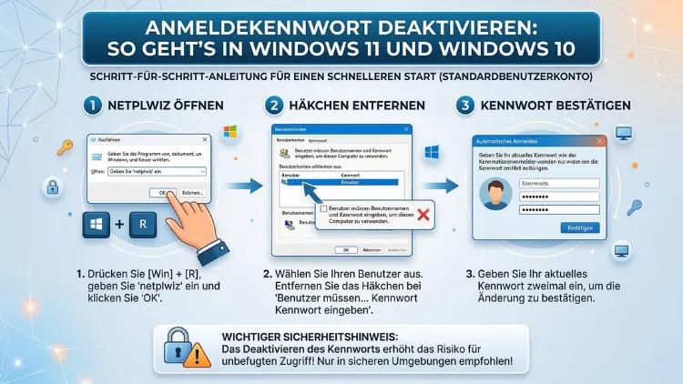 Anmeldekennwort deaktivieren: So geht’s in Windows 11 und 10