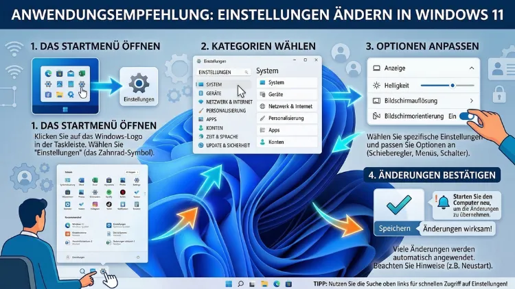Anwendungsempfehlung: Einstellungen ändern – so geht’s in Windows 11
