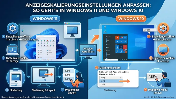 Anzeigeskalierungseinstellungen anpassen: So geht’s in Windows 11 und 10