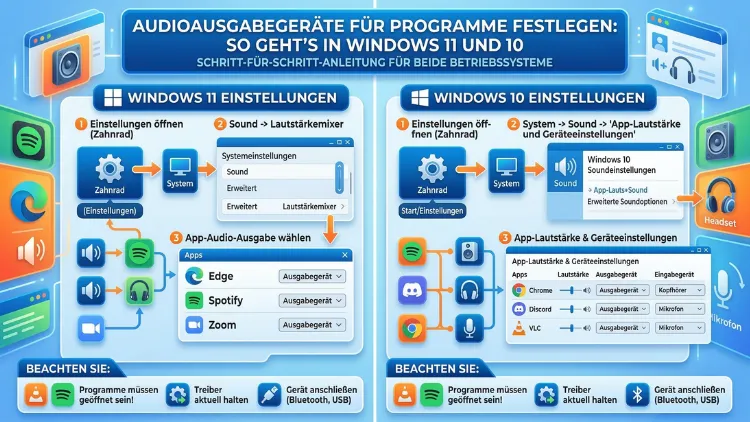 Audioausgabegeräte für Programme festlegen: So geht’s in Windows 11 und 10