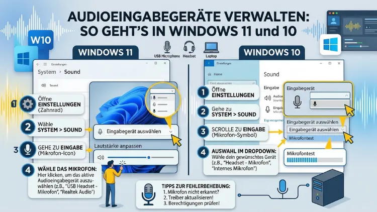 Audioeingabegeräte verwalten: So geht’s in Windows 11 und 10
