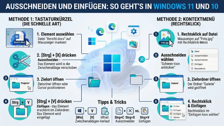 Ausschneiden und Einfügen: So geht’s in Windows 11 und 10