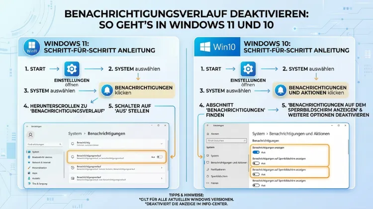 Benachrichtigungsverlauf deaktivieren: So geht’s in Windows 11 und 10