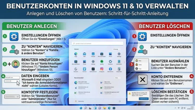 Benutzer anlegen und löschen: So geht’s in Windows 11 und 10