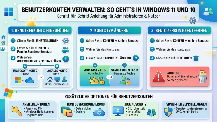 Benutzerkonten verwalten: So geht’s in Windows 11 und 10