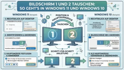 Bildschirm 1 und 2 tauschen: So geht’s in Windows 11 und Windows 10