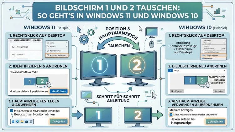 Bildschirm 1 und 2 tauschen: So geht’s in Windows 11 und Windows 10