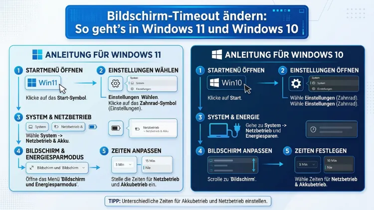 Bildschirm-Timeout ändern: So geht’s in Windows 11 und Windows 10