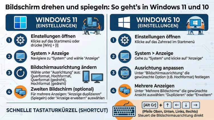Bildschirm drehen und spiegeln: So geht’s in Windows 11 und 10