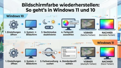 Bildschirmfarbe wiederherstellen: So geht’s in Windows 11 und 10