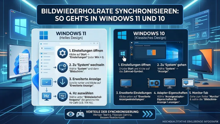 Bildwiederholrate synchronisieren: So geht’s in Windows 11 und 10