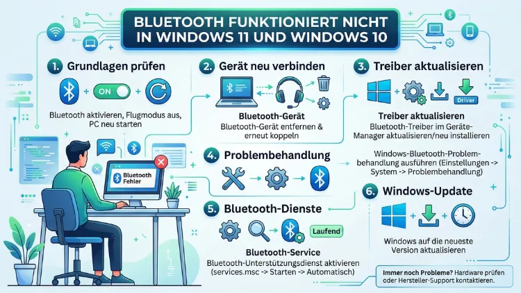 Bluetooth funktioniert nicht in Windows 11 und 10: So geht es wieder