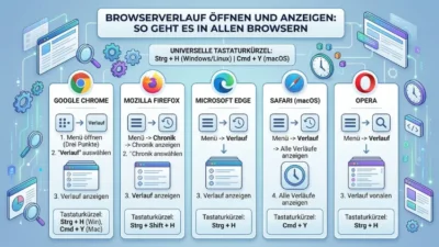 Browserverlauf öffnen und anzeigen: So geht es in allen Browsern