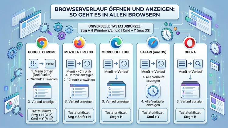 Browserverlauf öffnen und anzeigen: So geht es in allen Browsern