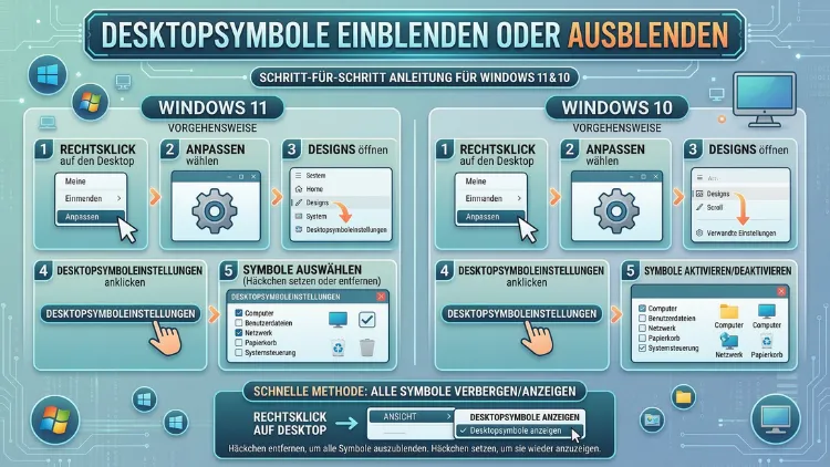 Desktopsymbole einblenden, ausblenden: So geht’s in Windows 11 und 10