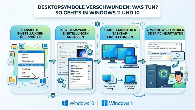 Desktopsymbole verschwunden: Was tun? So geht’s in Windows 11 und 10