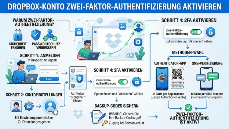 Dropbox-Konto Zwei-Faktor-Authentifizierung aktivieren