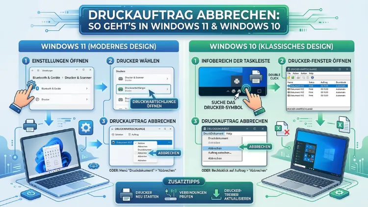 Druckauftrag abbrechen: So geht’s in Windows 11 und Windows 10